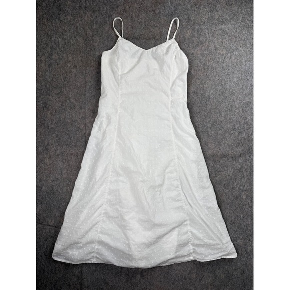 Old Navy Dresses & Skirts - Old Navy Womens White Swiss Dot Midi Dress V-Neck Smocked Back Size M